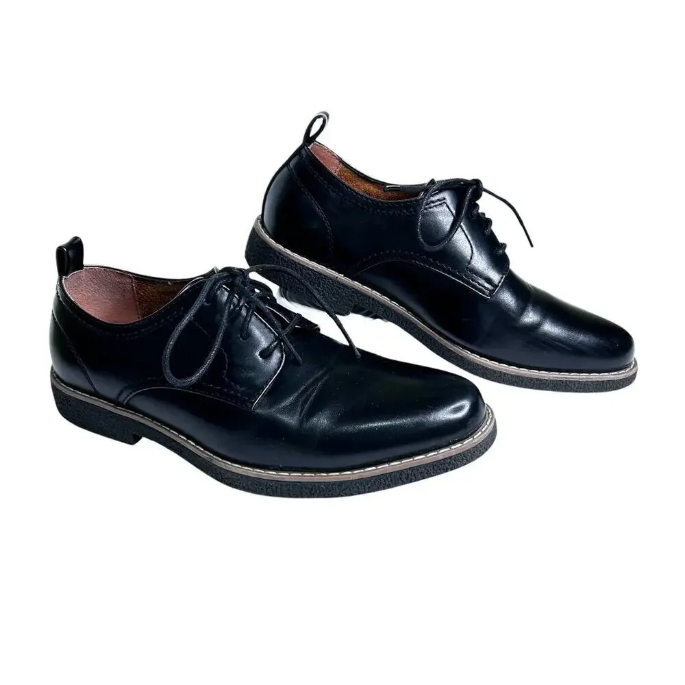 Deer Stags Zander Boys 6M Lace Up Black Vegan Leather Oxford Dress Shoes